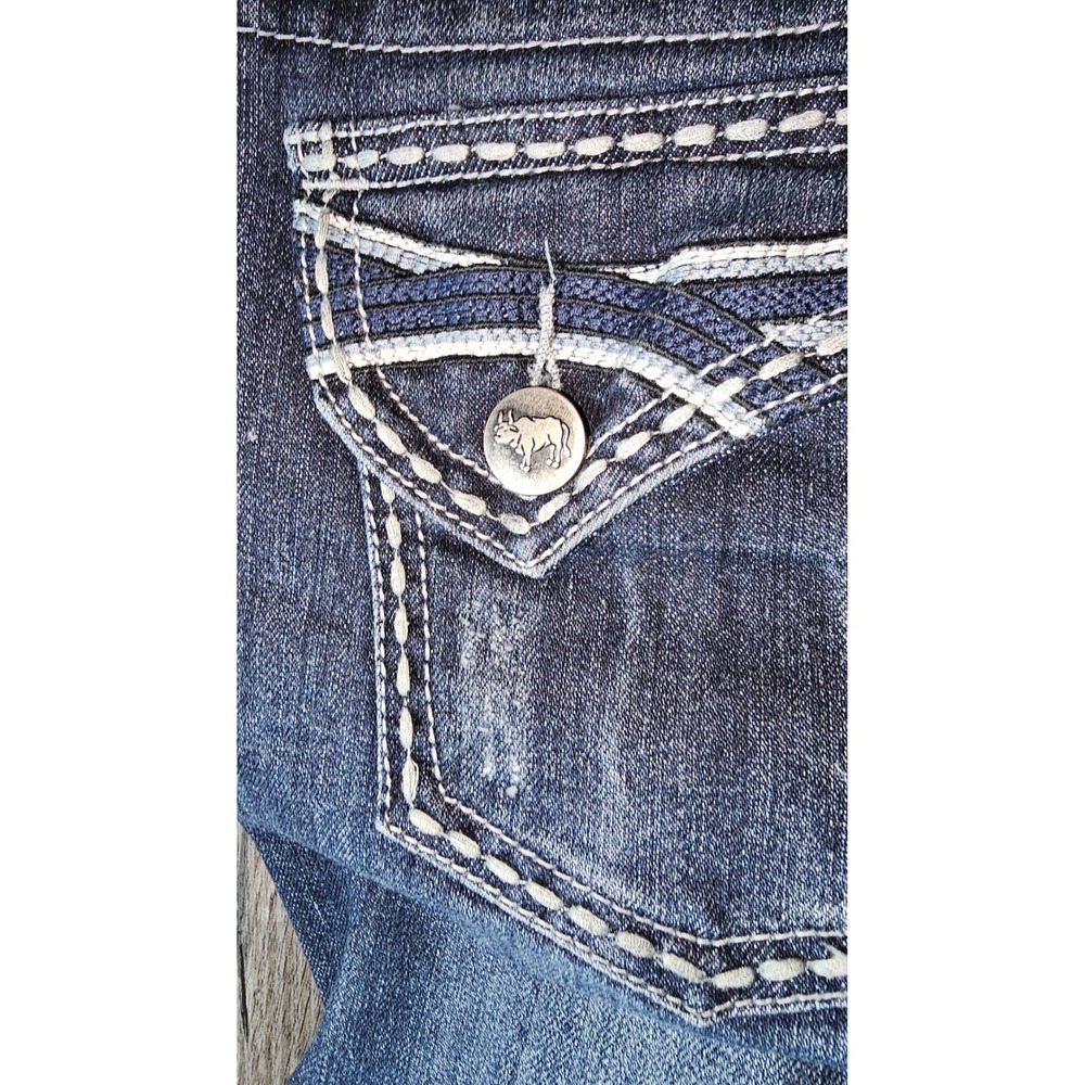 Earl Jean Women's Dark Wash Capri Jeans Embellished Pockets Size 12 - Picture 3 of 4